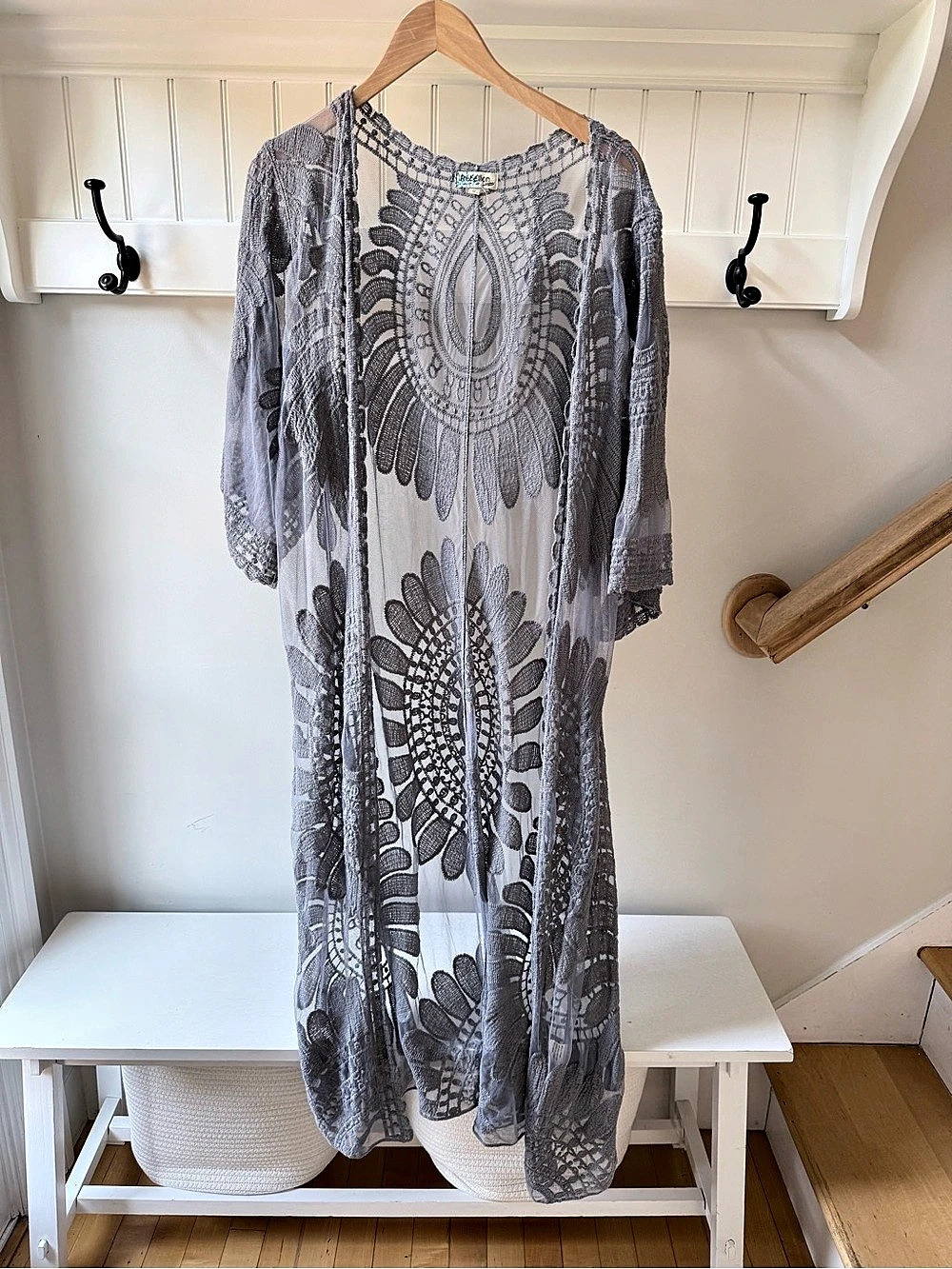 Rebellion Gray Lace overlay kimono size small